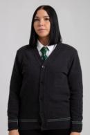 GREEN AND SILVER CARDIGAN 100% LAMBSWOOL